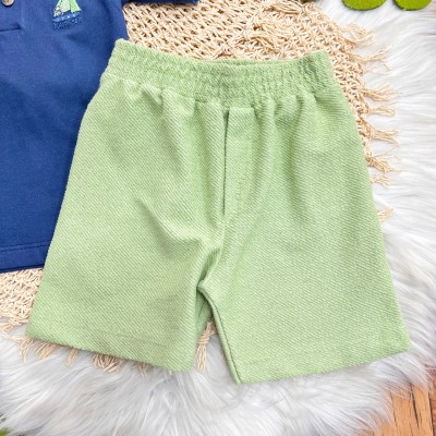 Conj. Camiseta Gola Polo Fun At Sea e Bermuda em Linho - Marinho e Verde